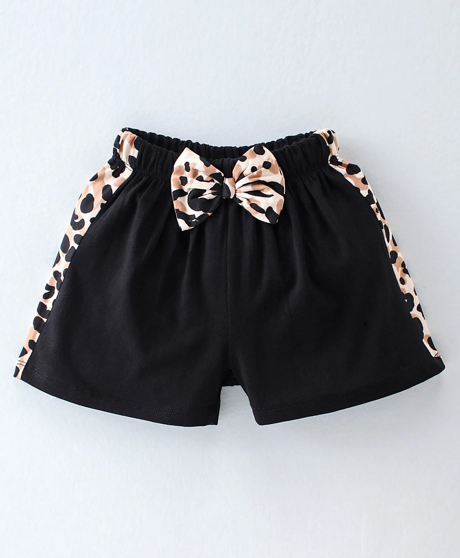 Animal Print Color Block Top Short Set