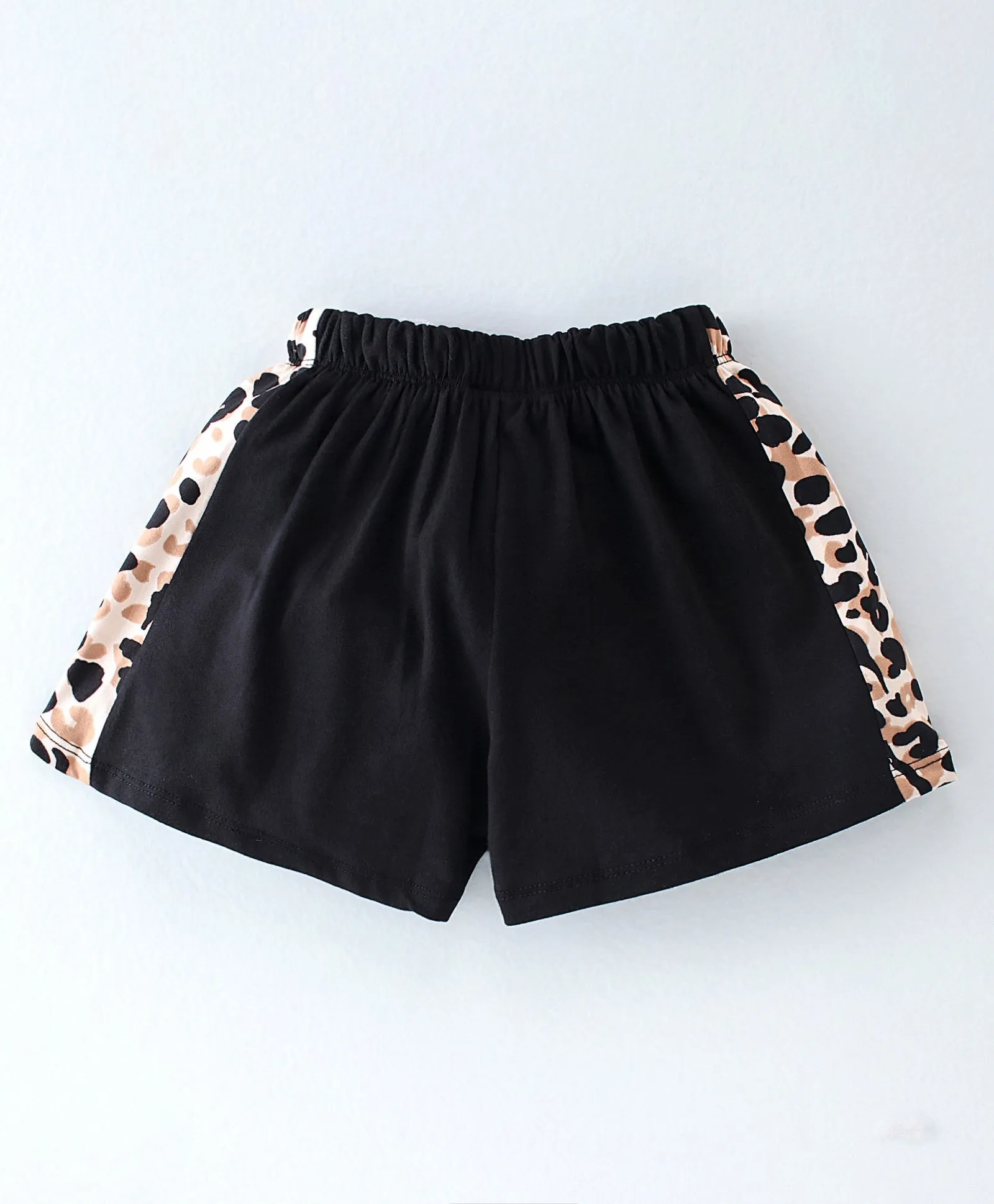 Animal Print Color Block Top Short Set