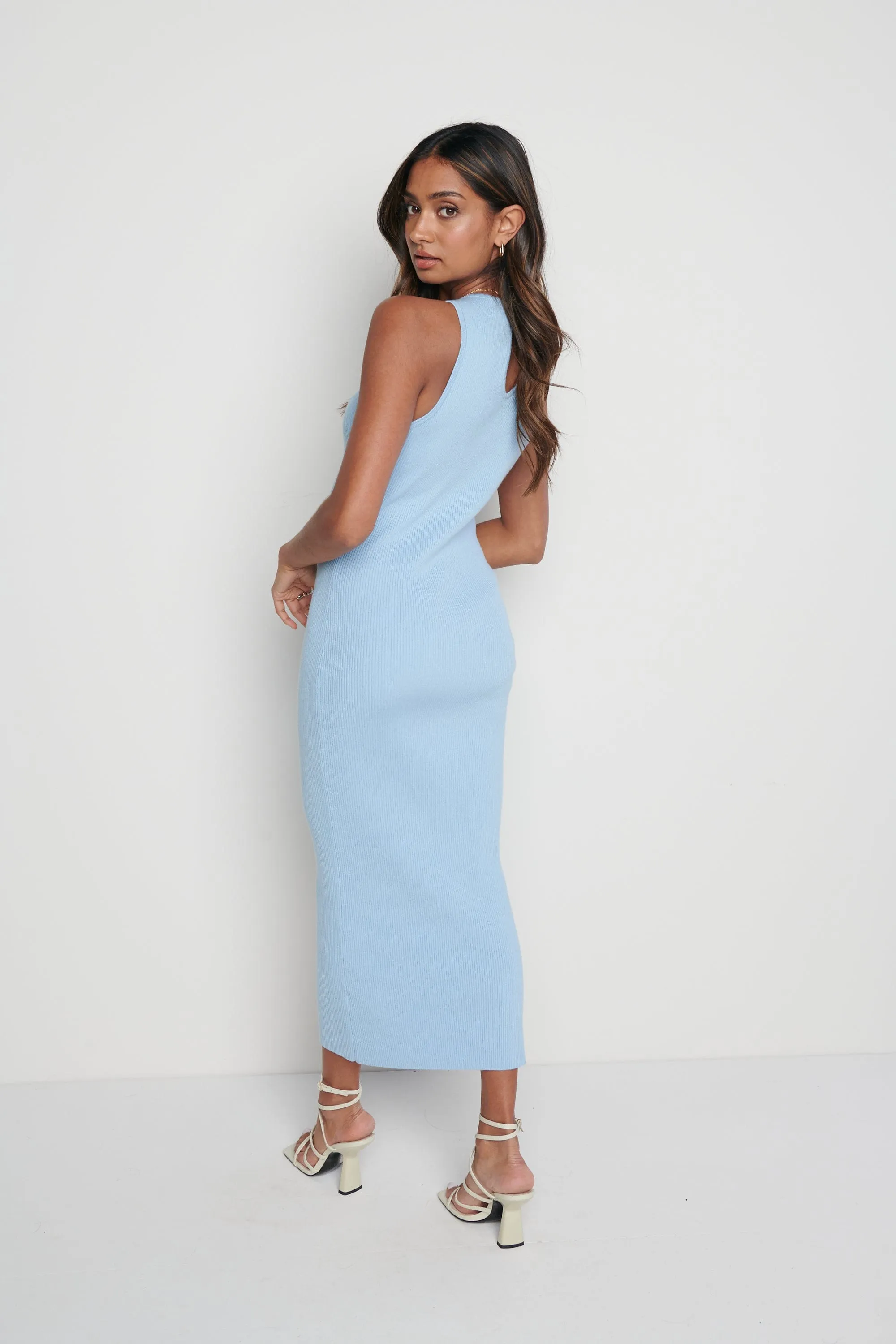 Billie Midi Knit Dress- Blue