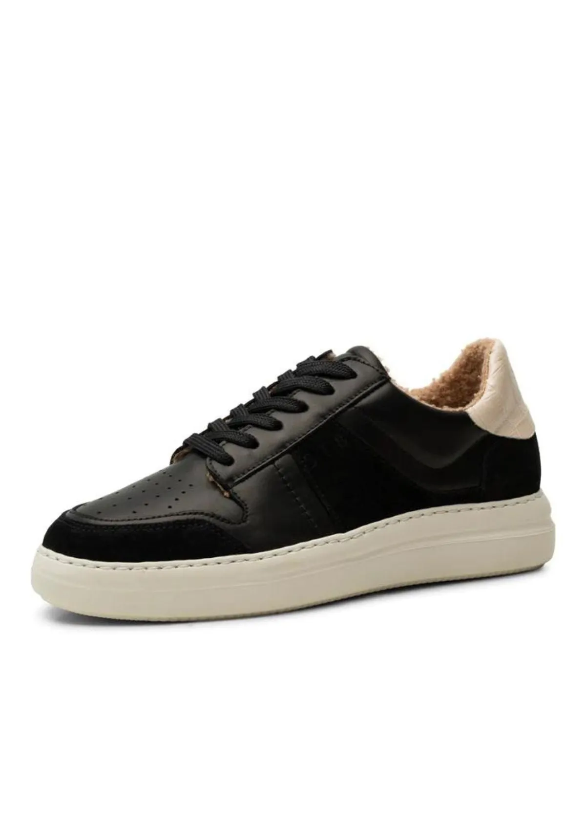 Black Leather Winter Sneakers | Valda Court Warm | Shoe The Bear