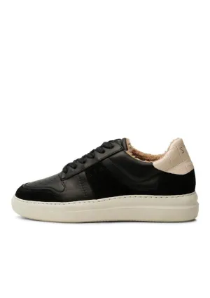 Black Leather Winter Sneakers | Valda Court Warm | Shoe The Bear