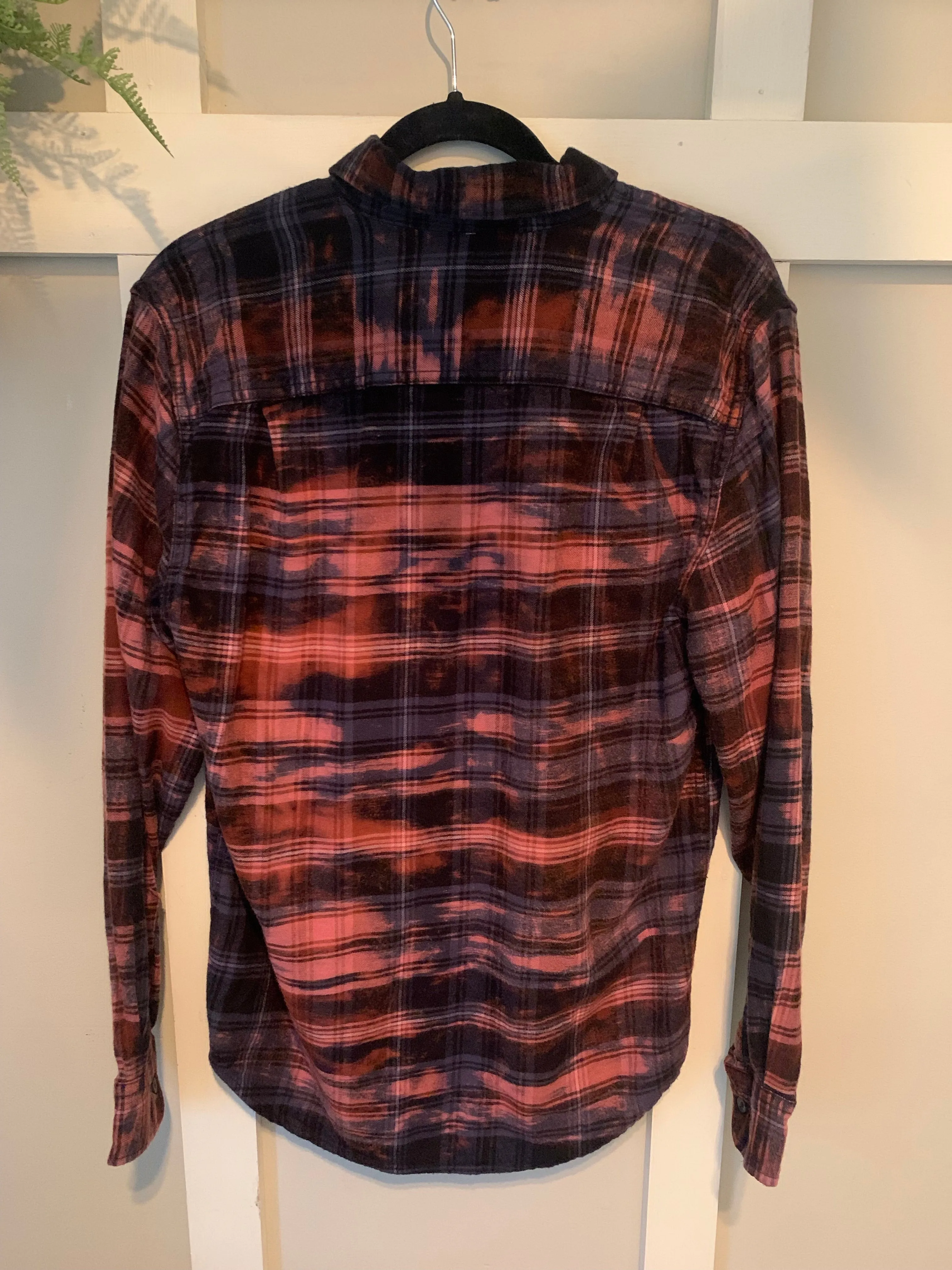 Bleached Black Plaid Bleach Dye Flannel