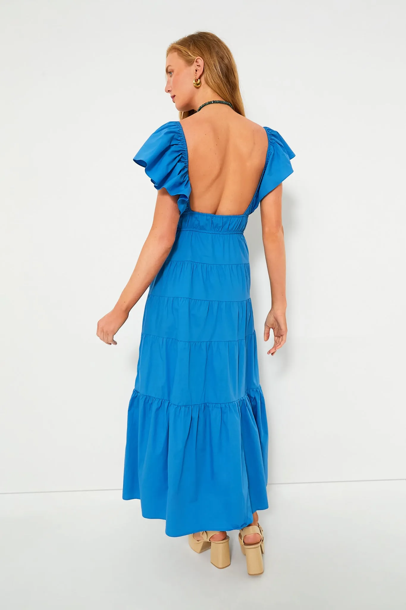 Blue V-Neck Maxi Dress