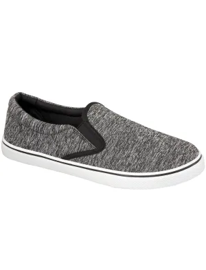 Boston Slip On Canvas Trainers In Black / Grey Jersey