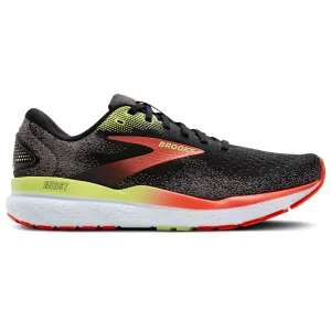 Brooks Ghost 16 Running Shoes - Mens - Black/Mandarin Red/Green