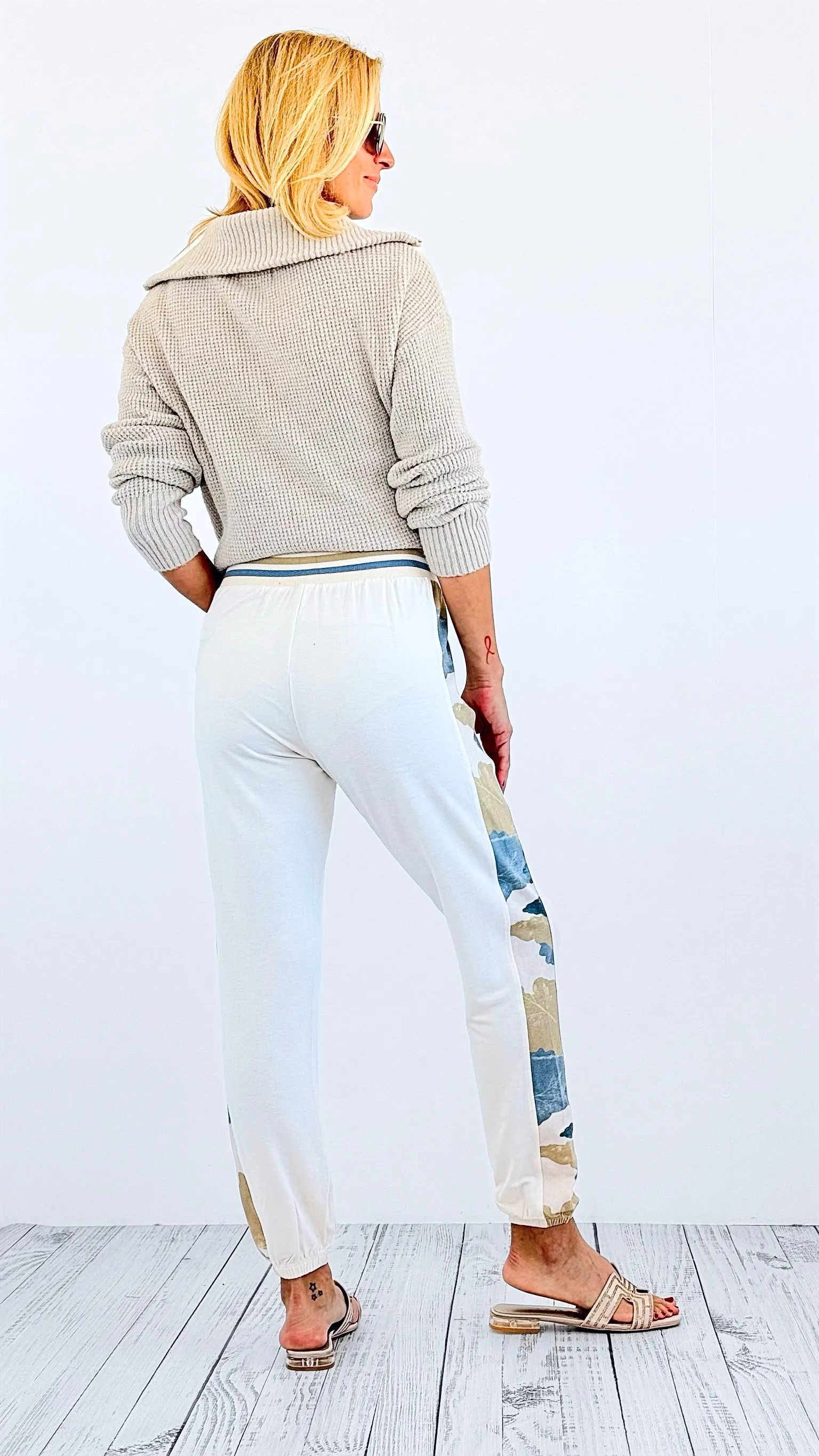 Camo Stripe Jogger Pants - Ivory Camo