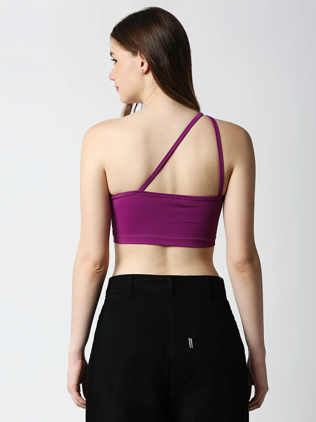 Disrupt Women Purple Super Crop Trendy Slim Fit Crop Top