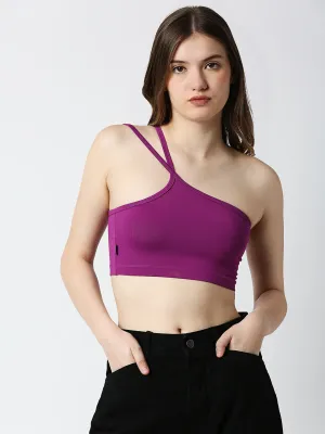 Disrupt Women Purple Super Crop Trendy Slim Fit Crop Top