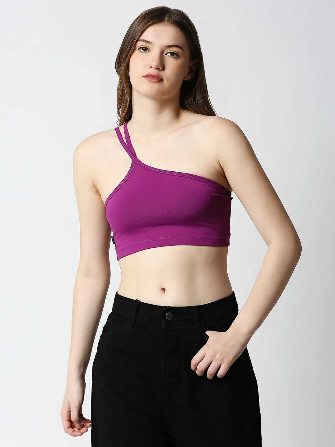 Disrupt Women Purple Super Crop Trendy Slim Fit Crop Top