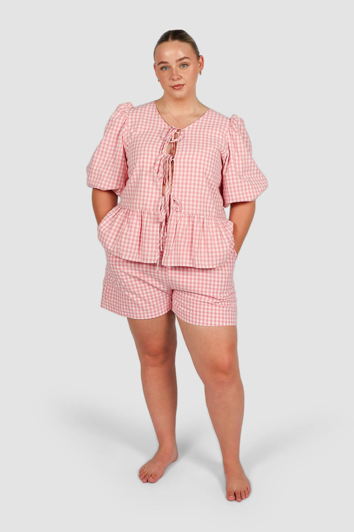 FAWN TOP PINK GINGHAM