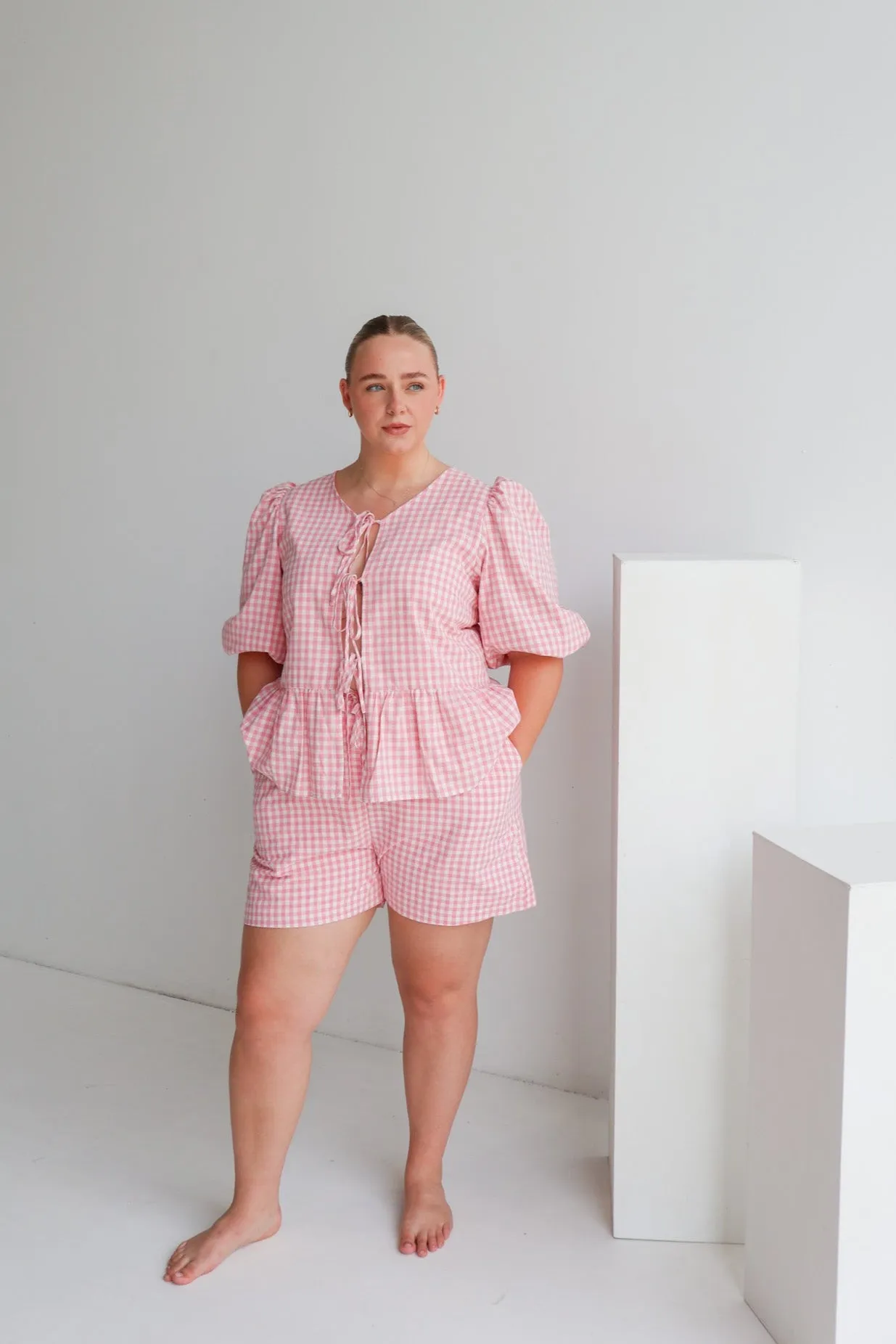 FAWN TOP PINK GINGHAM