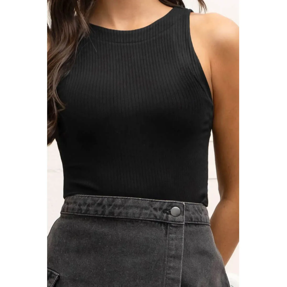 Fitted Ribbed Knit Tank Top