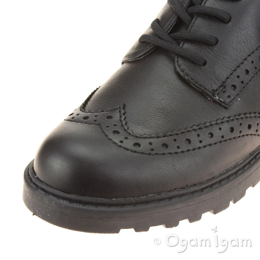 Geox Casey Brogue Girls Black School Shoe