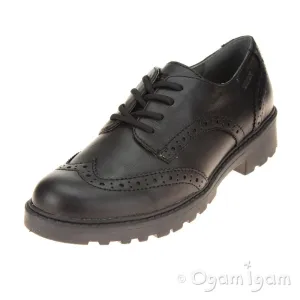 Geox Casey Brogue Girls Black School Shoe