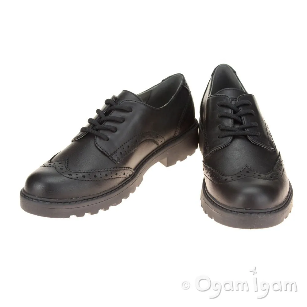 Geox Casey Brogue Girls Black School Shoe