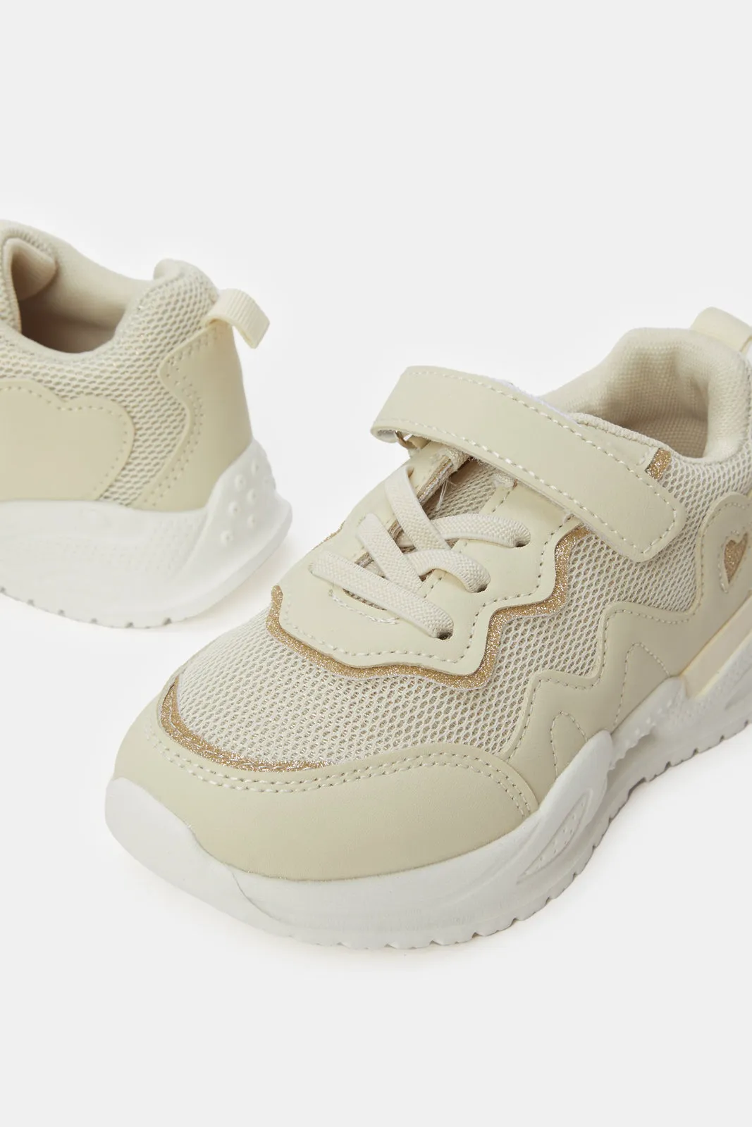 Girls Beige Mesh Trainers