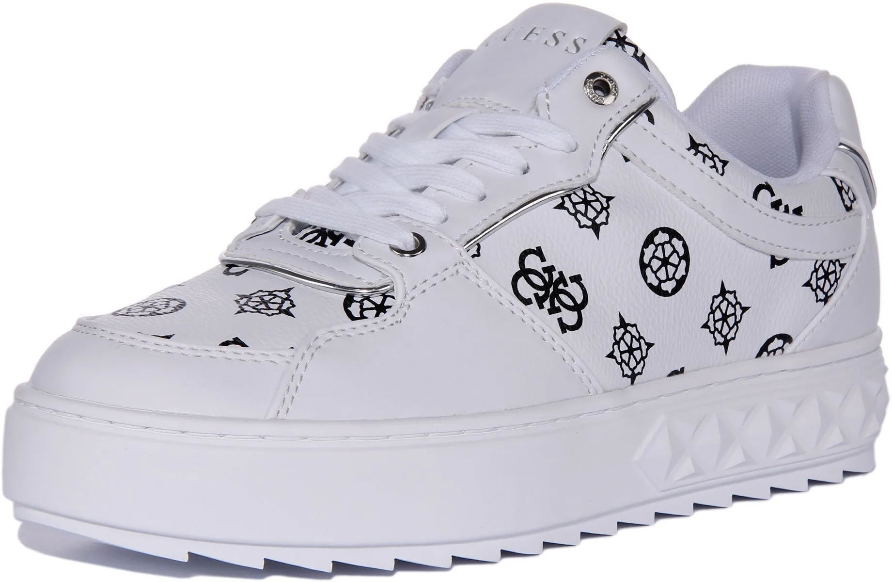 Guess Fiena Trainers In White Black For Women