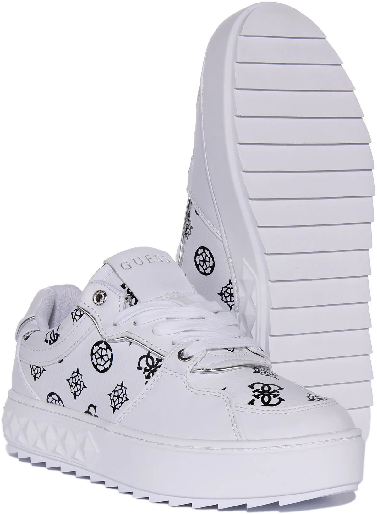 Guess Fiena Trainers In White Black For Women