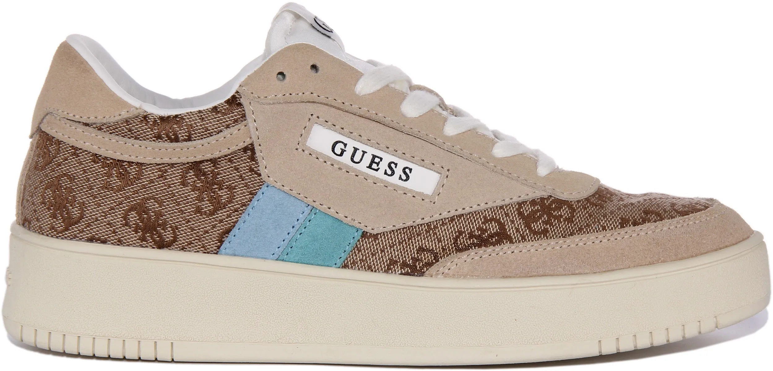 Guess Sisty 4G Trainers In Brown Blue For Women