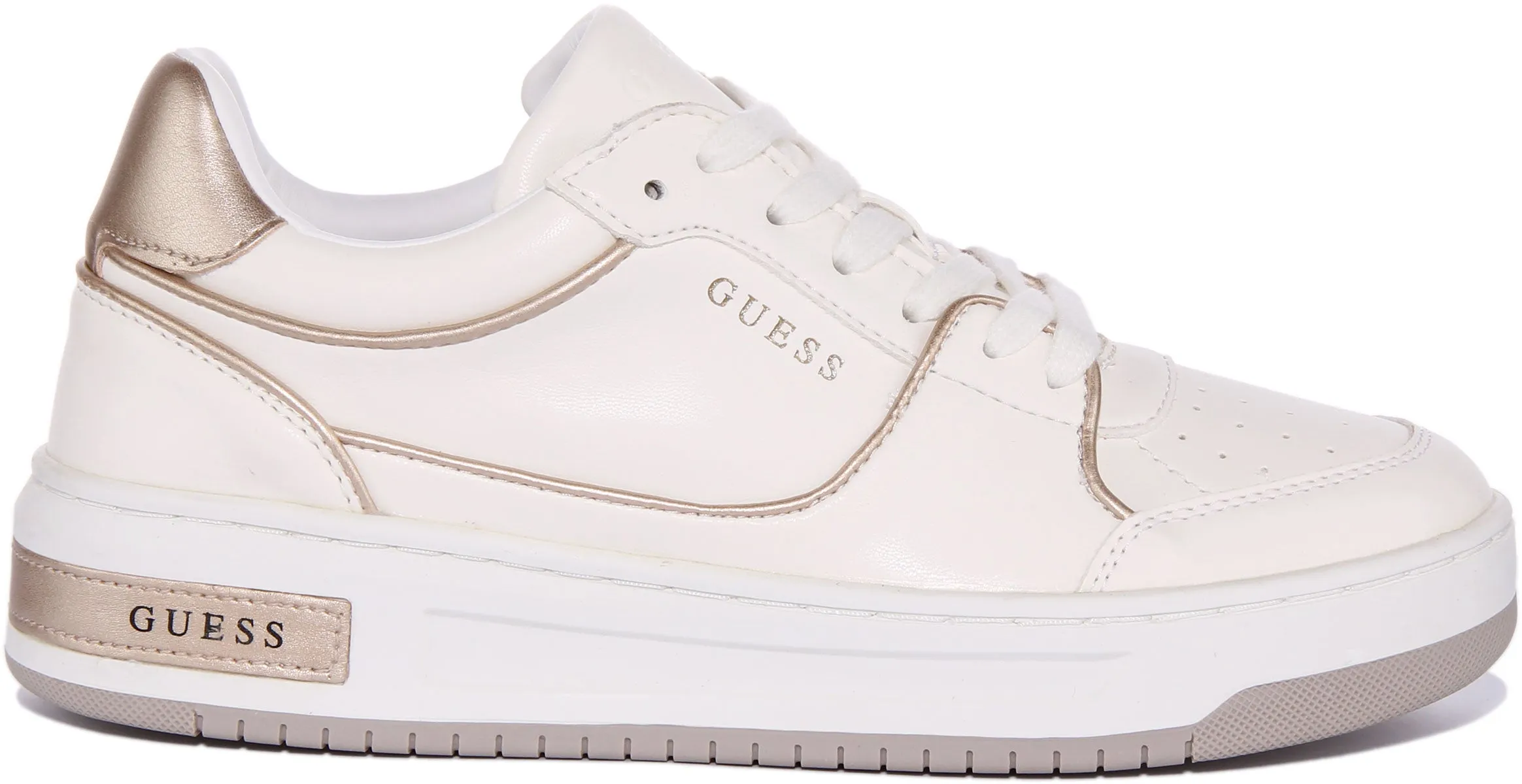 Guess Tokyo Trainer In White Gold For Women