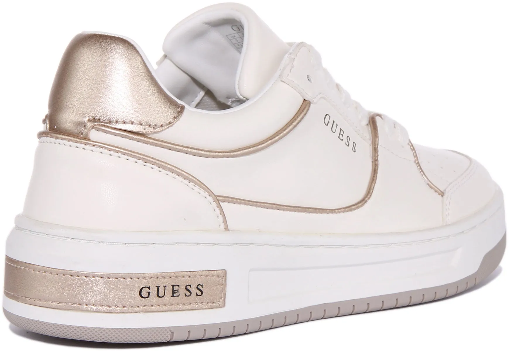 Guess Tokyo Trainer In White Gold For Women