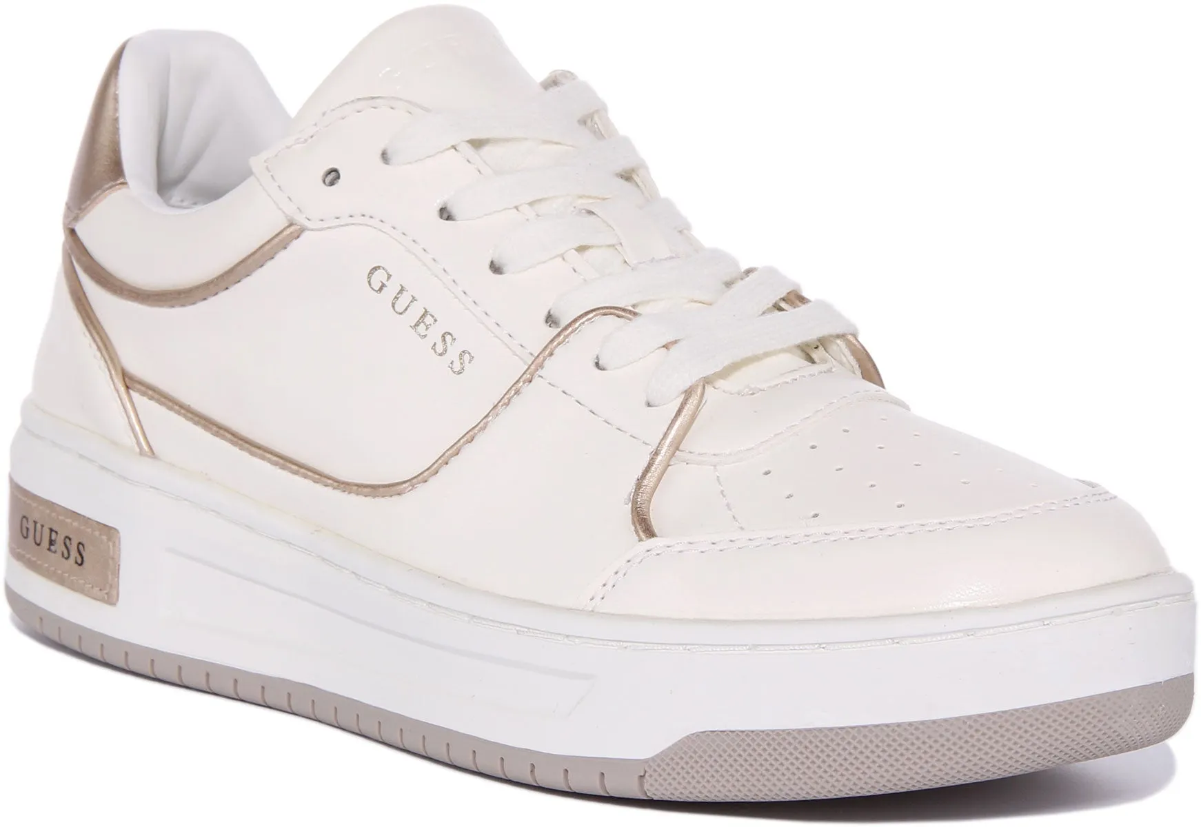 Guess Tokyo Trainer In White Gold For Women