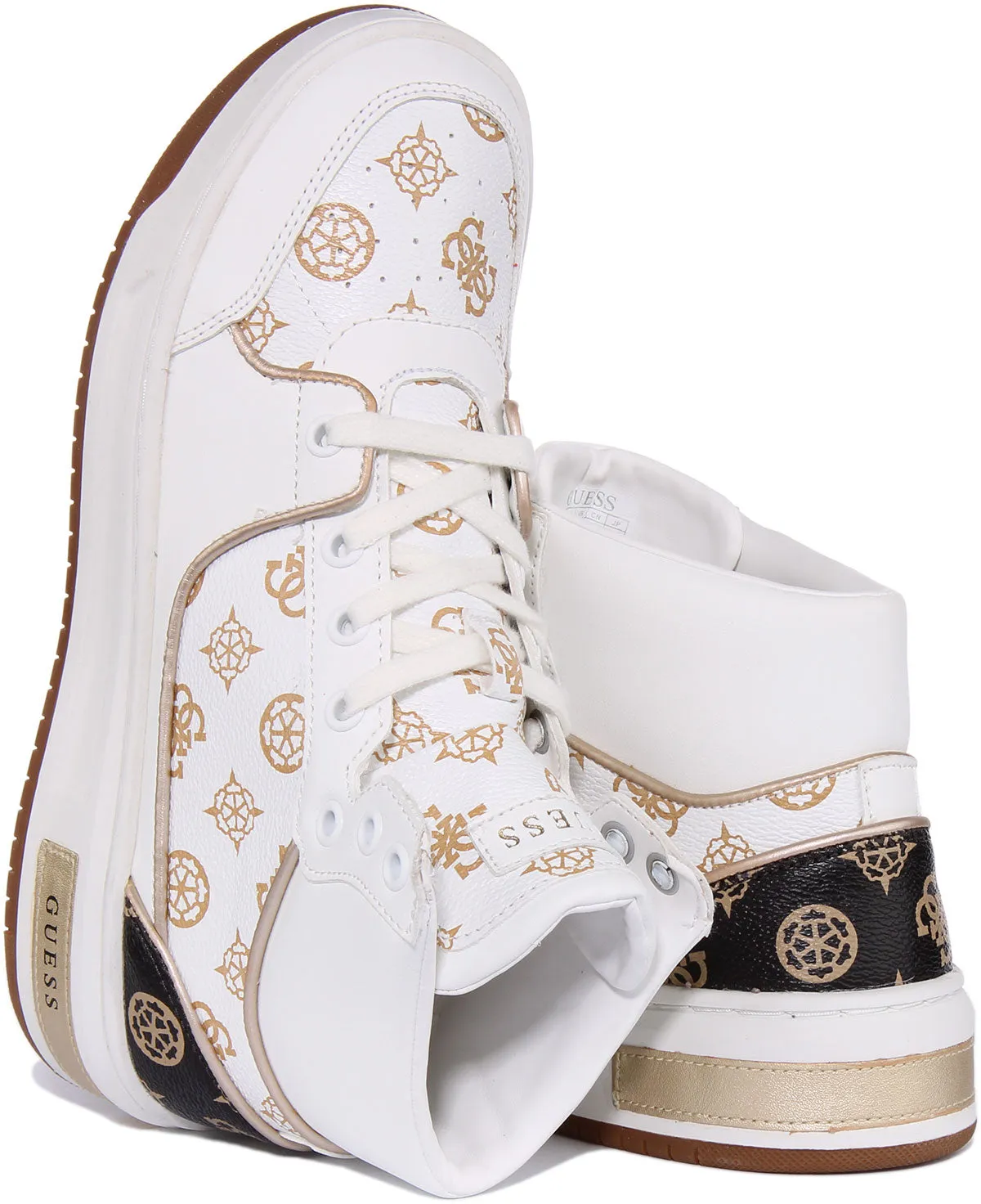 Guess Tullia Trainer In White Gold For Women