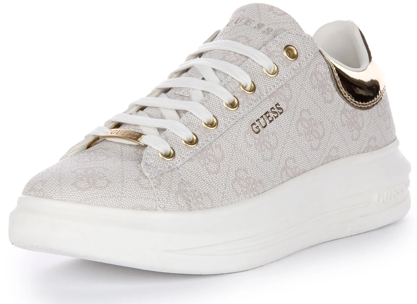 Guess Vibo 4G Trainers In Ivory For Women