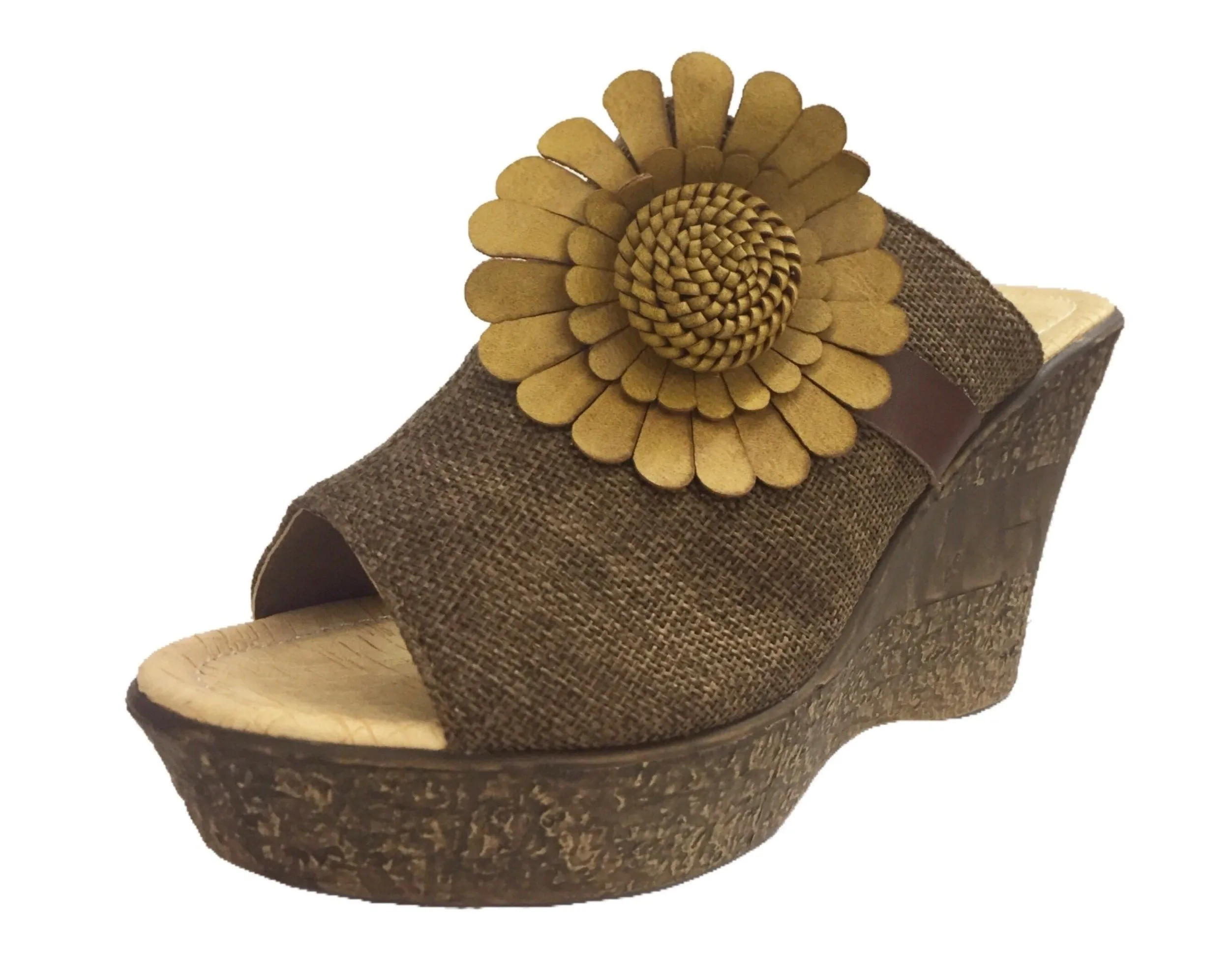 High Flower Wedge Sandals