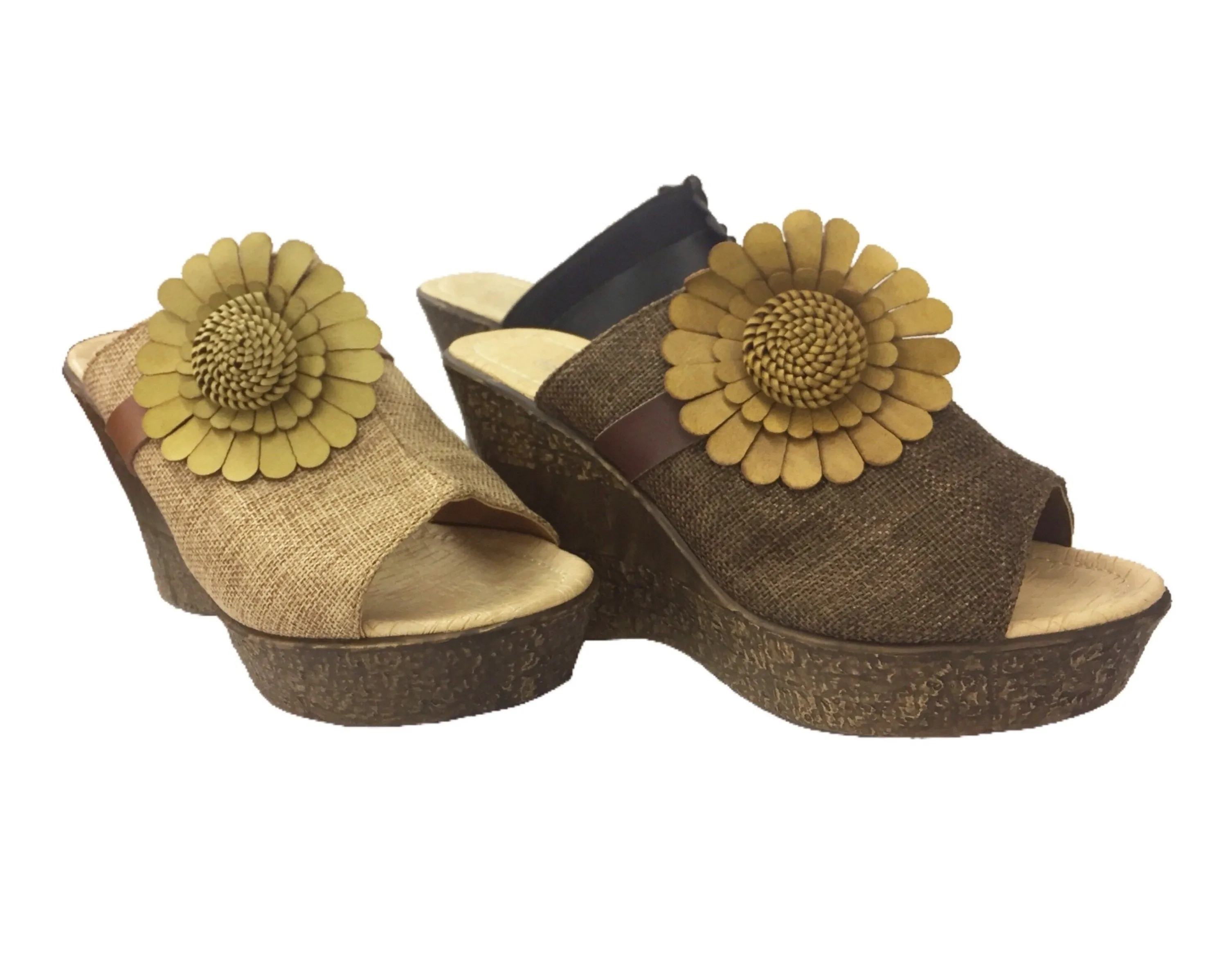 High Flower Wedge Sandals