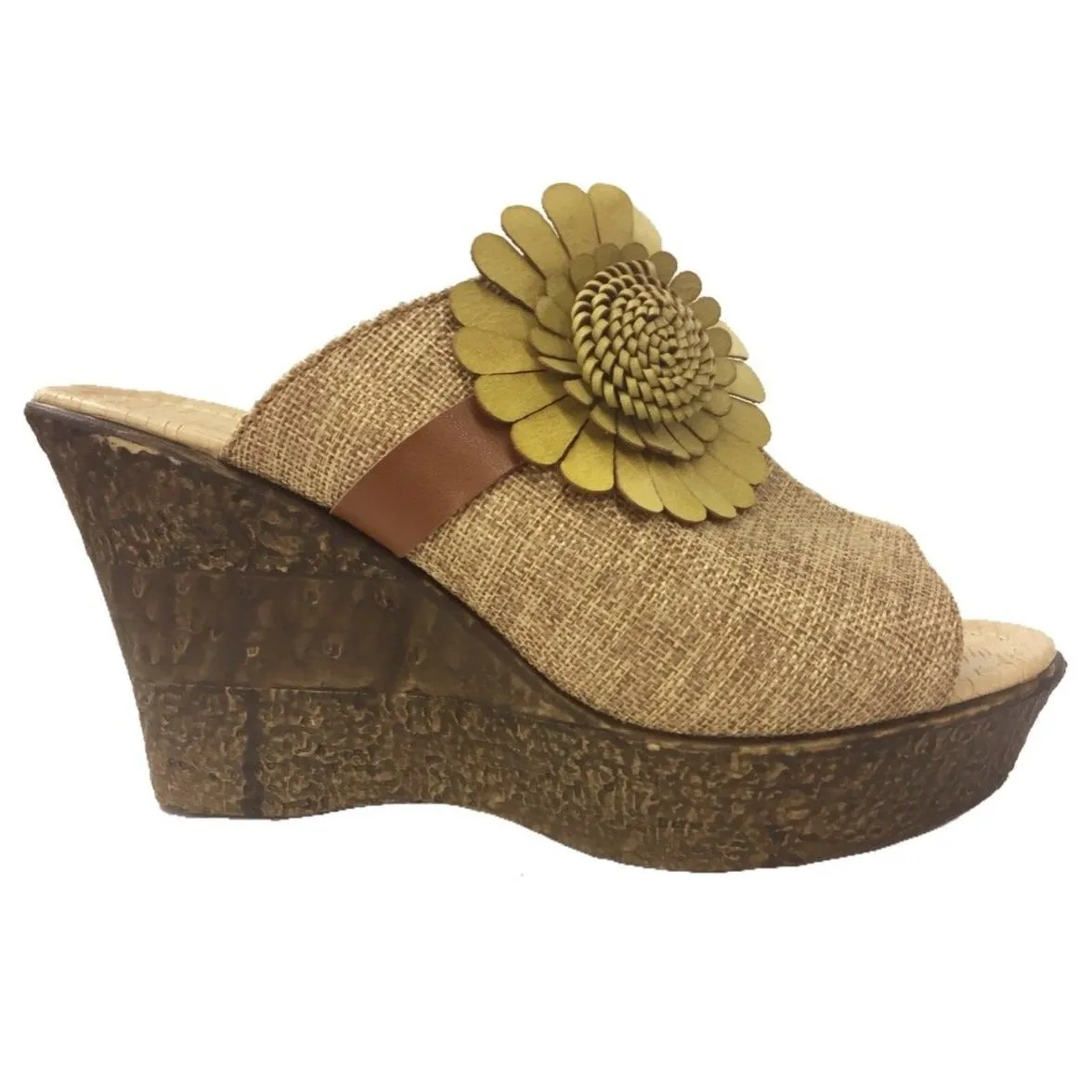 High Flower Wedge Sandals