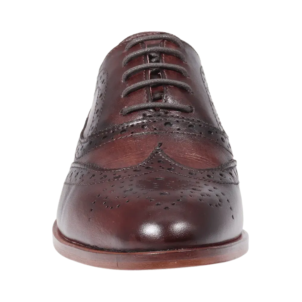 Ladies Classic Brogues - Leather Marrone - Leather Sole - DU6001