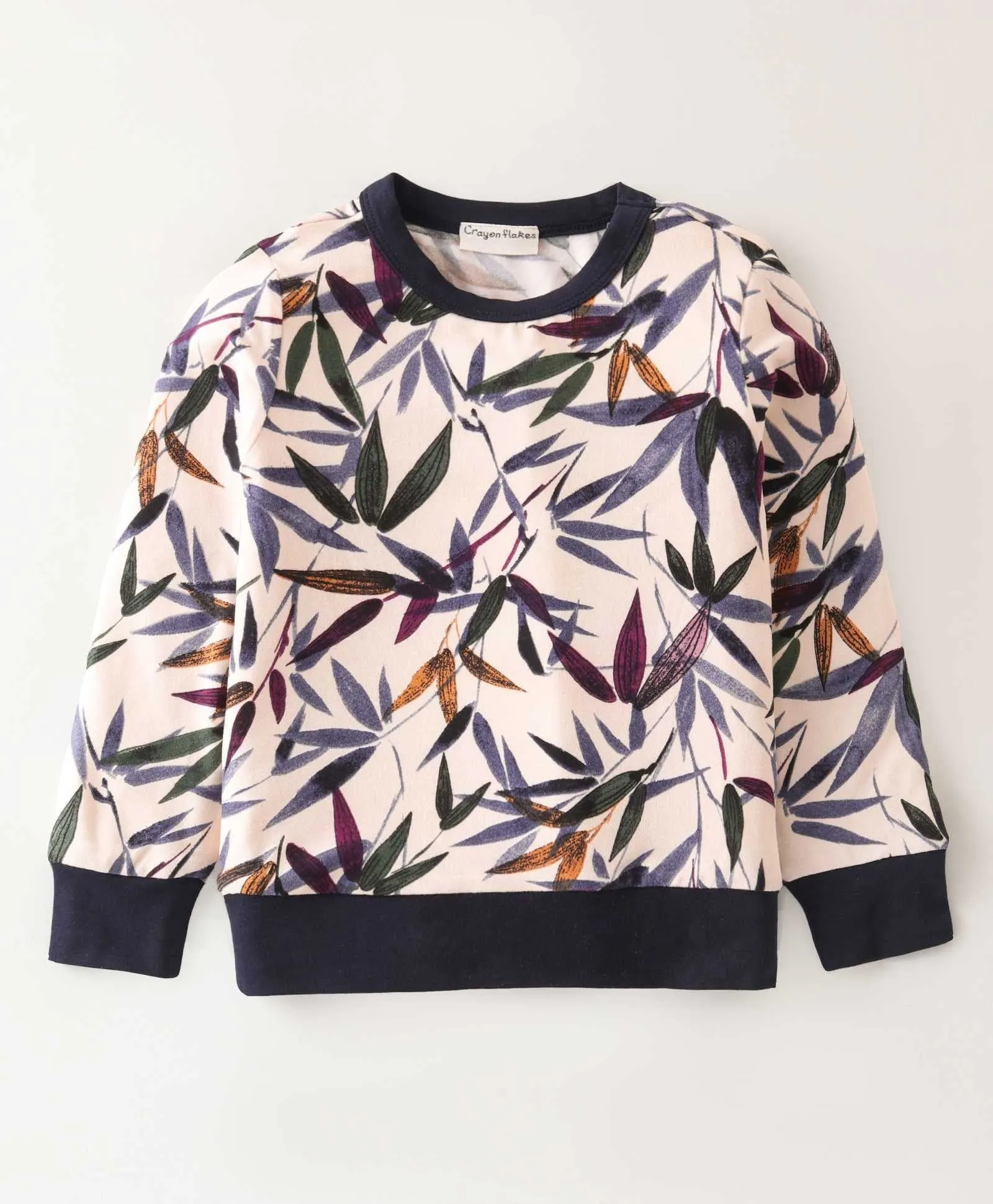 Leaves Printed Sweatshirt Jogger Set