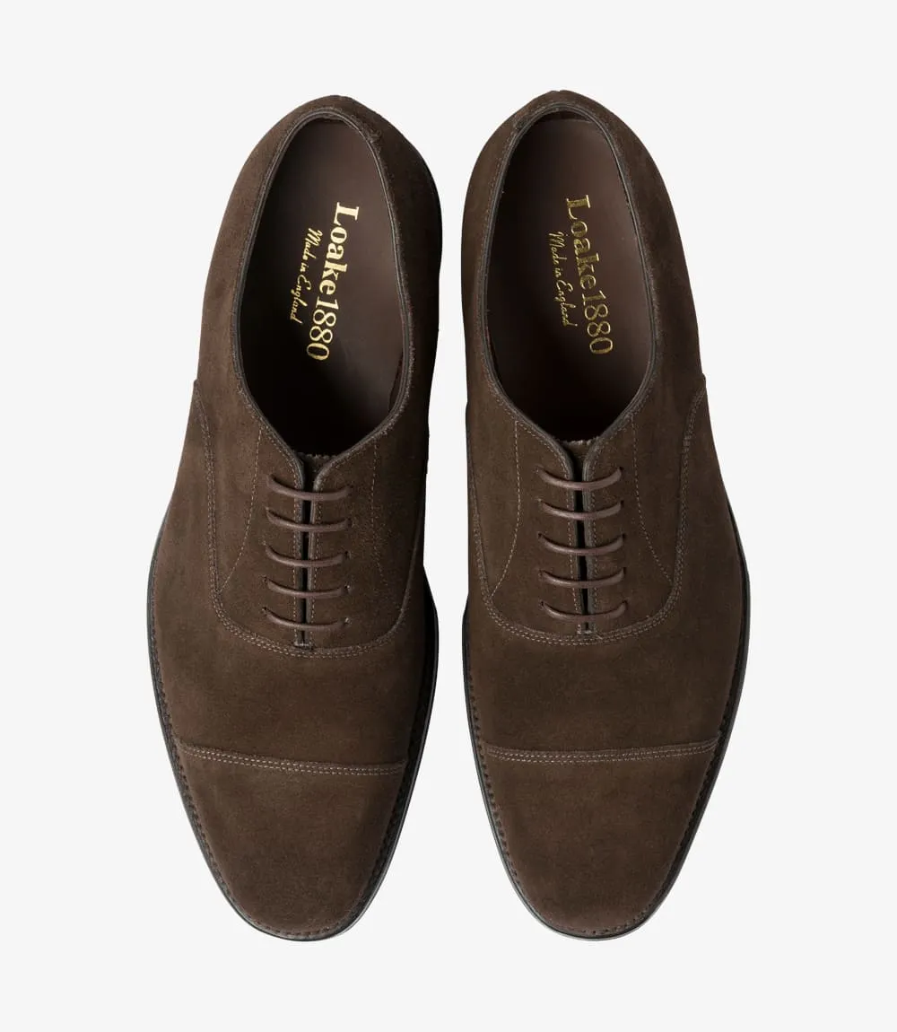 LOAKE Aldwych calf oxford shoe - Dark Brown Suede