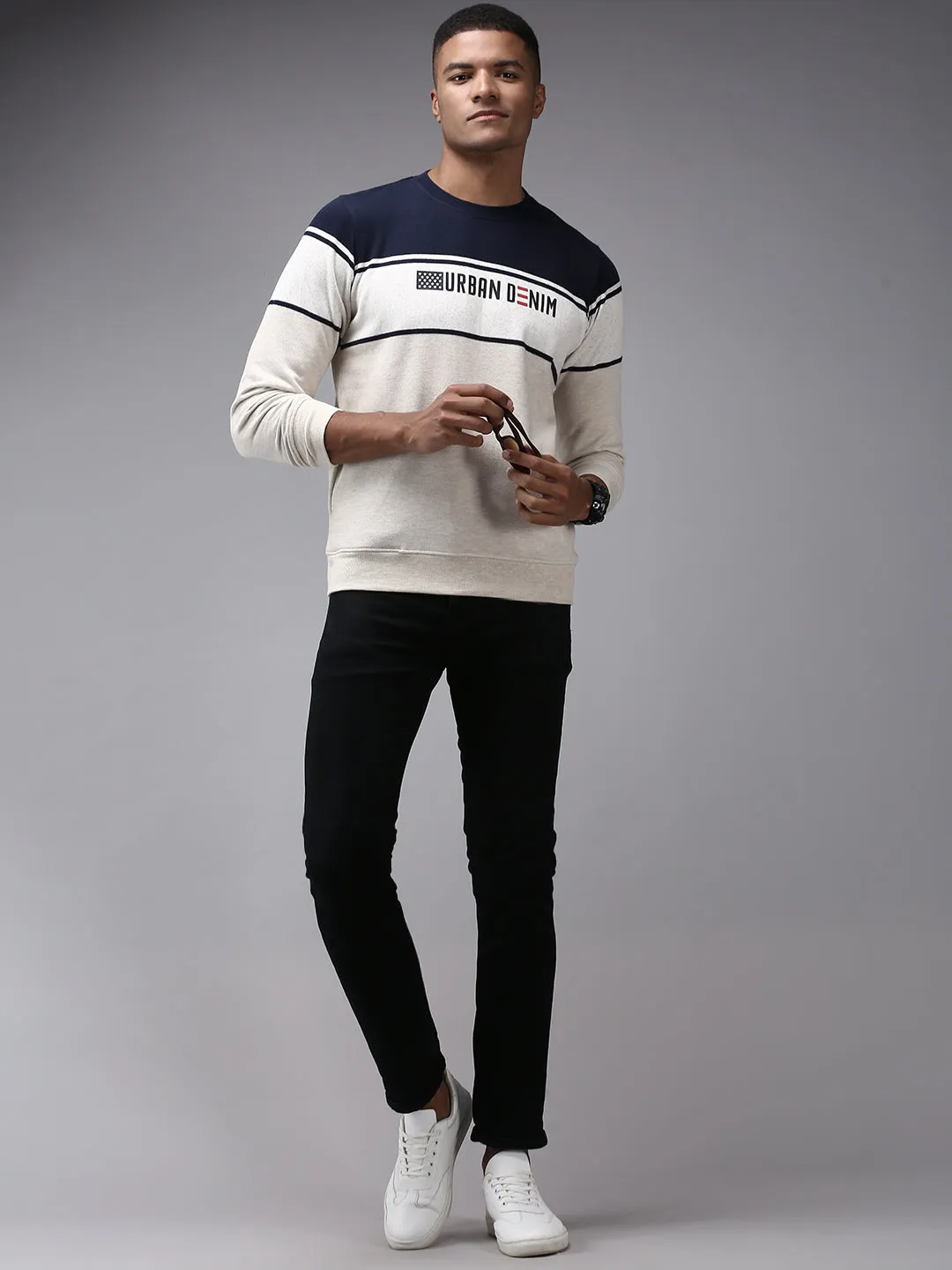 Men Beige Colourblock Sweatshirt