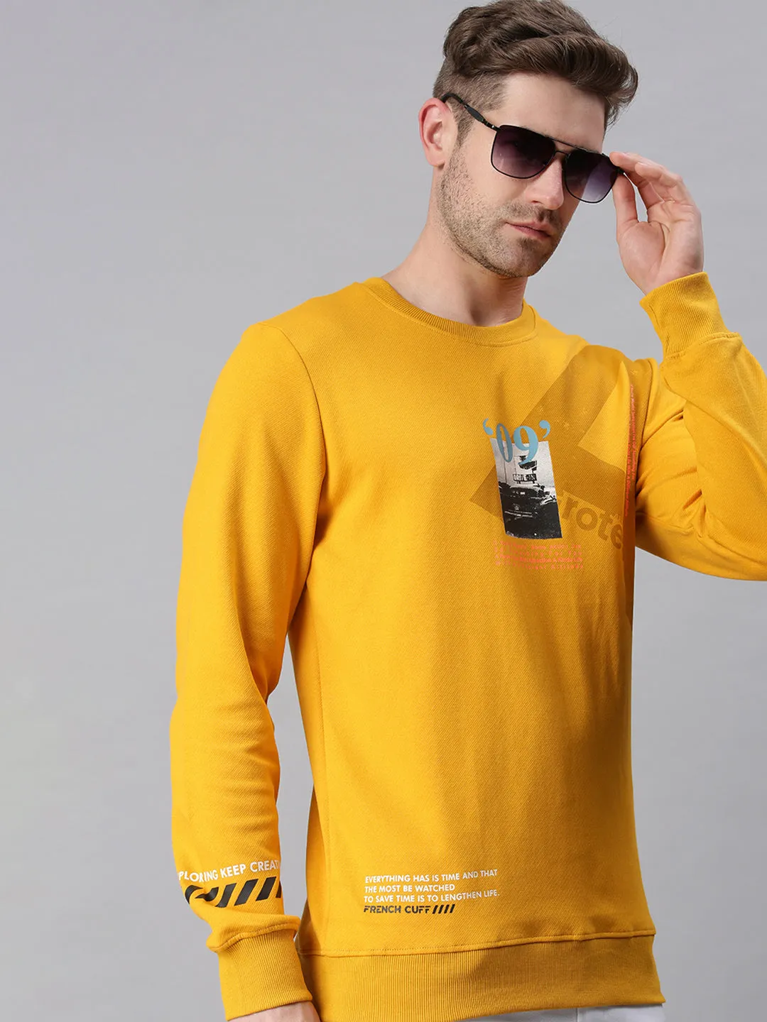 Men Graphic Yellow Sweatshirt