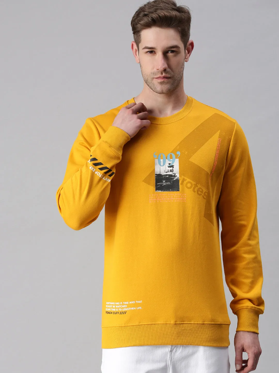 Men Graphic Yellow Sweatshirt