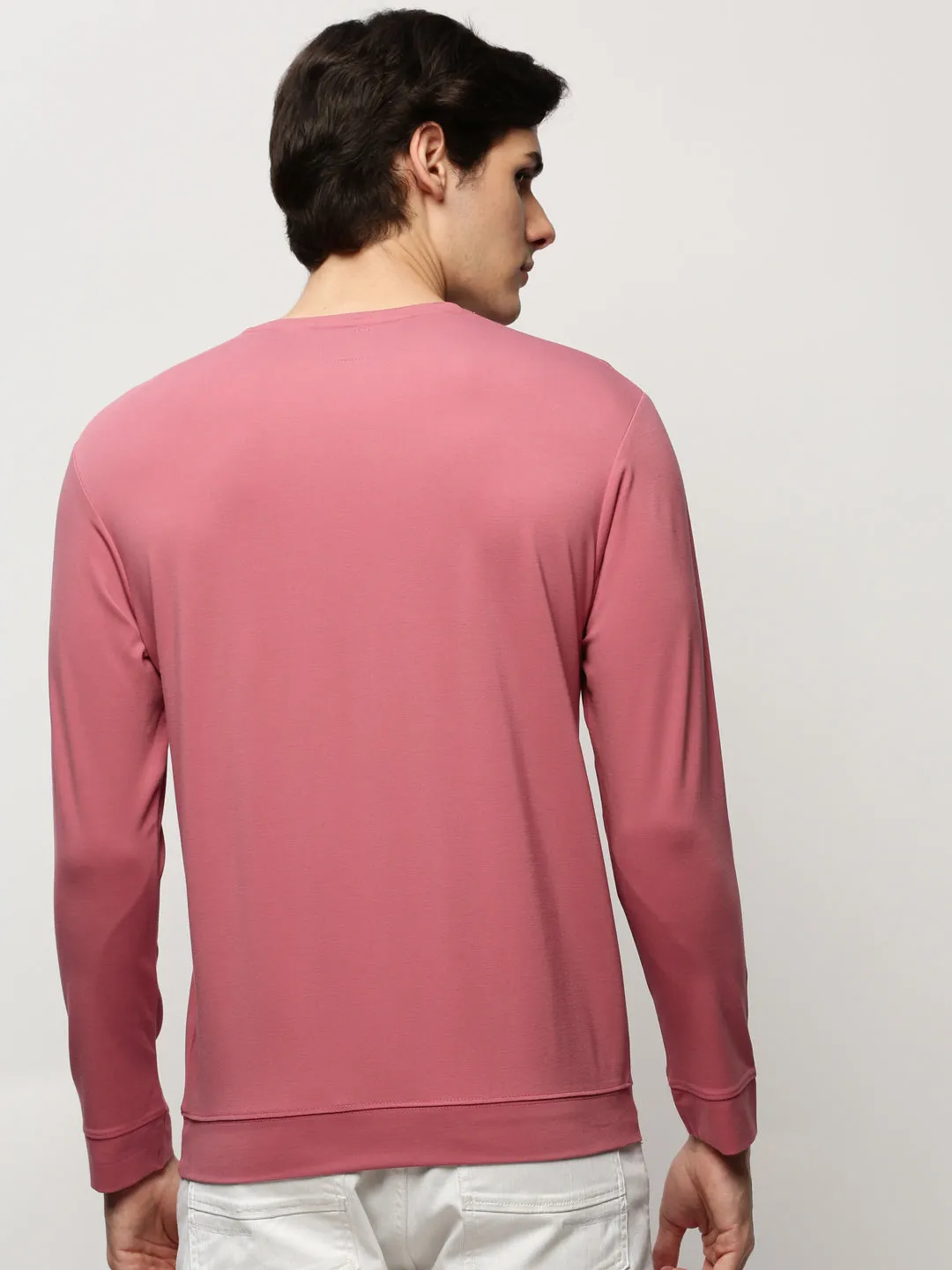 Men Mauve Graphics Casual Sweatshirts