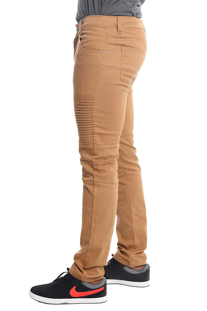 Men's Biker Twill Skinny Pants (Wheat)