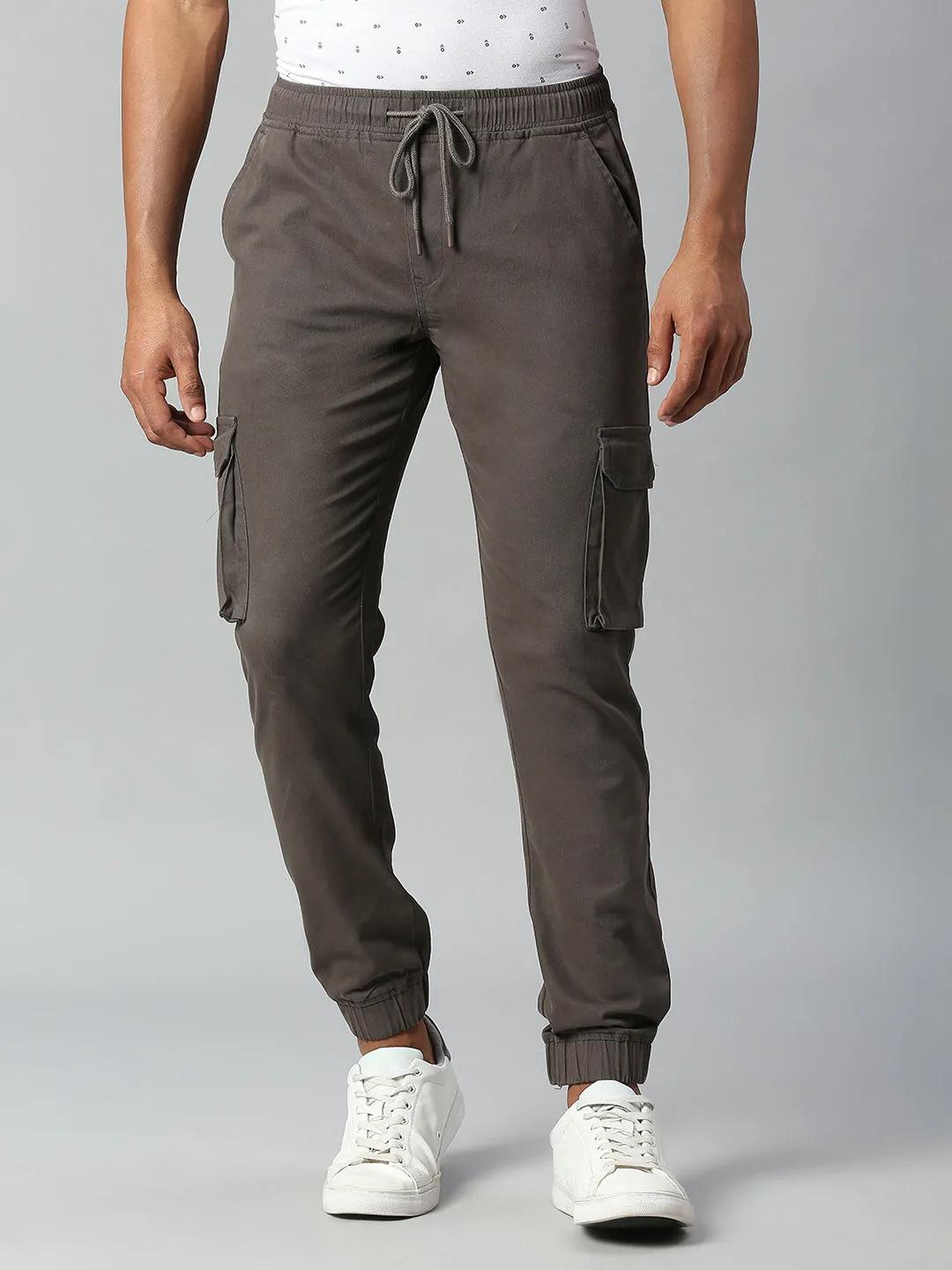 Men's Tapered Fit Cotton Joggers (Dark Grey)