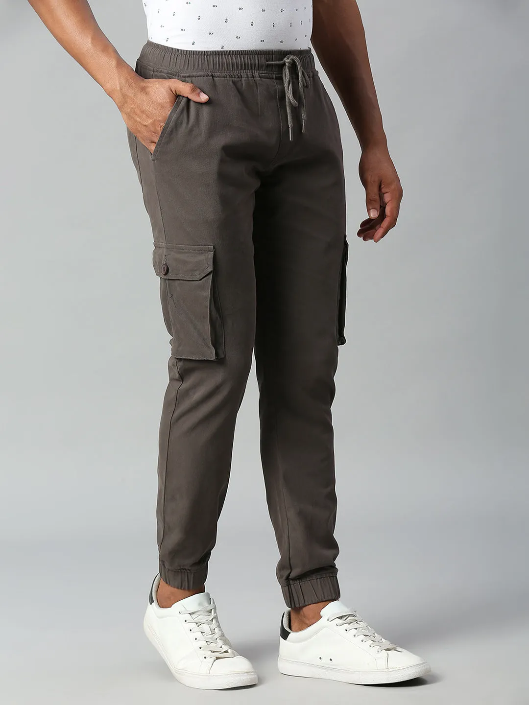 Men's Tapered Fit Cotton Joggers (Dark Grey)