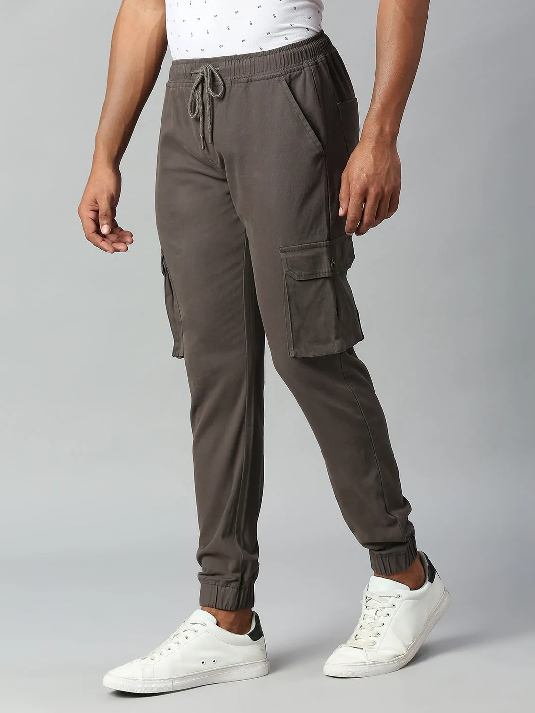 Men's Tapered Fit Cotton Joggers (Dark Grey)