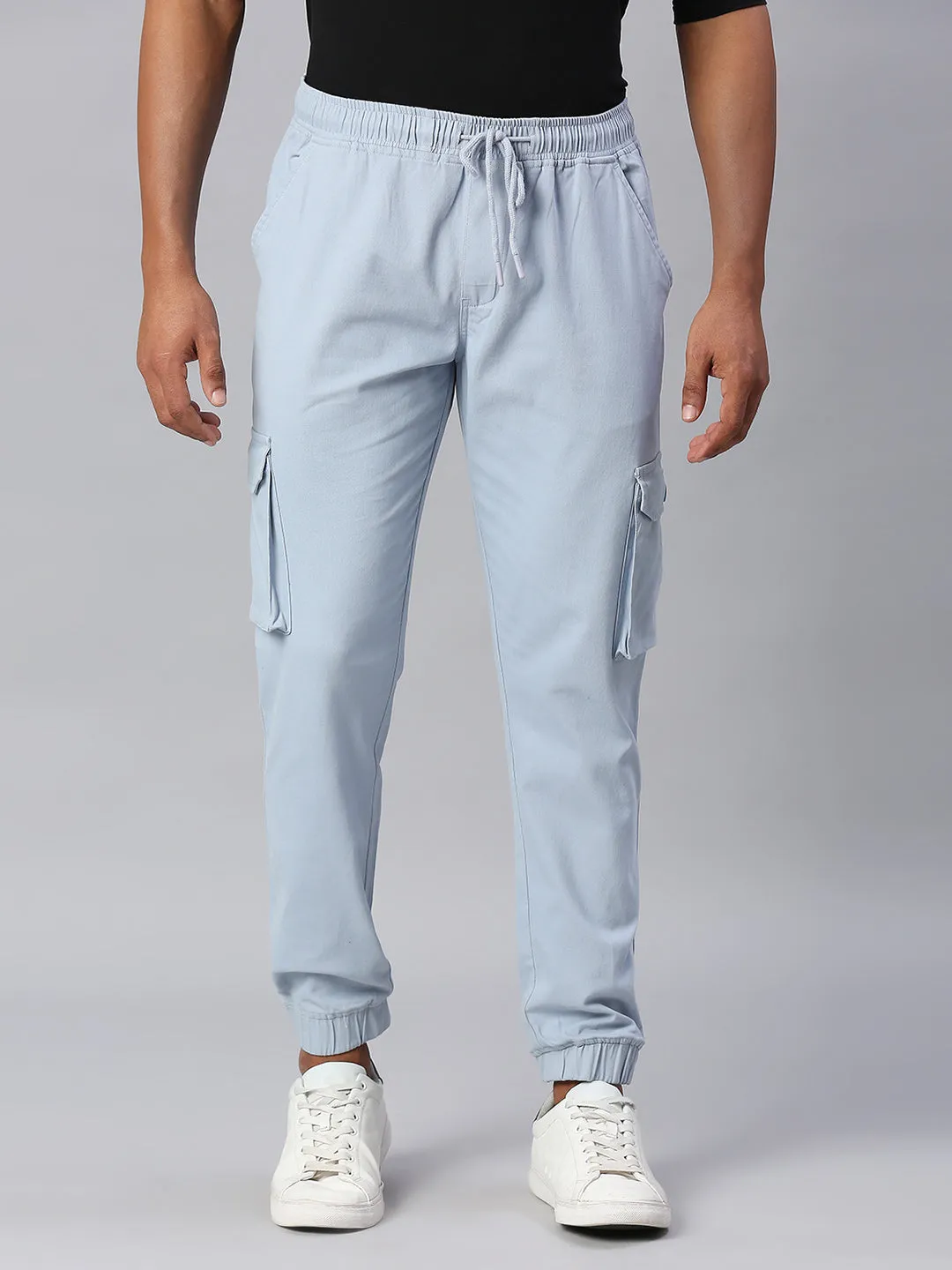 Men's Tapered Fit Cotton Joggers (Light Blue)