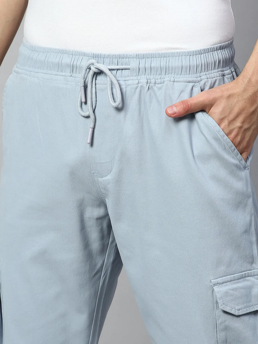 Men's Tapered Fit Cotton Joggers (Light Blue)