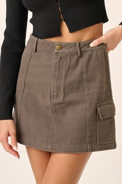 Mittoshop Cargo Mini Skirt with Side Pockets