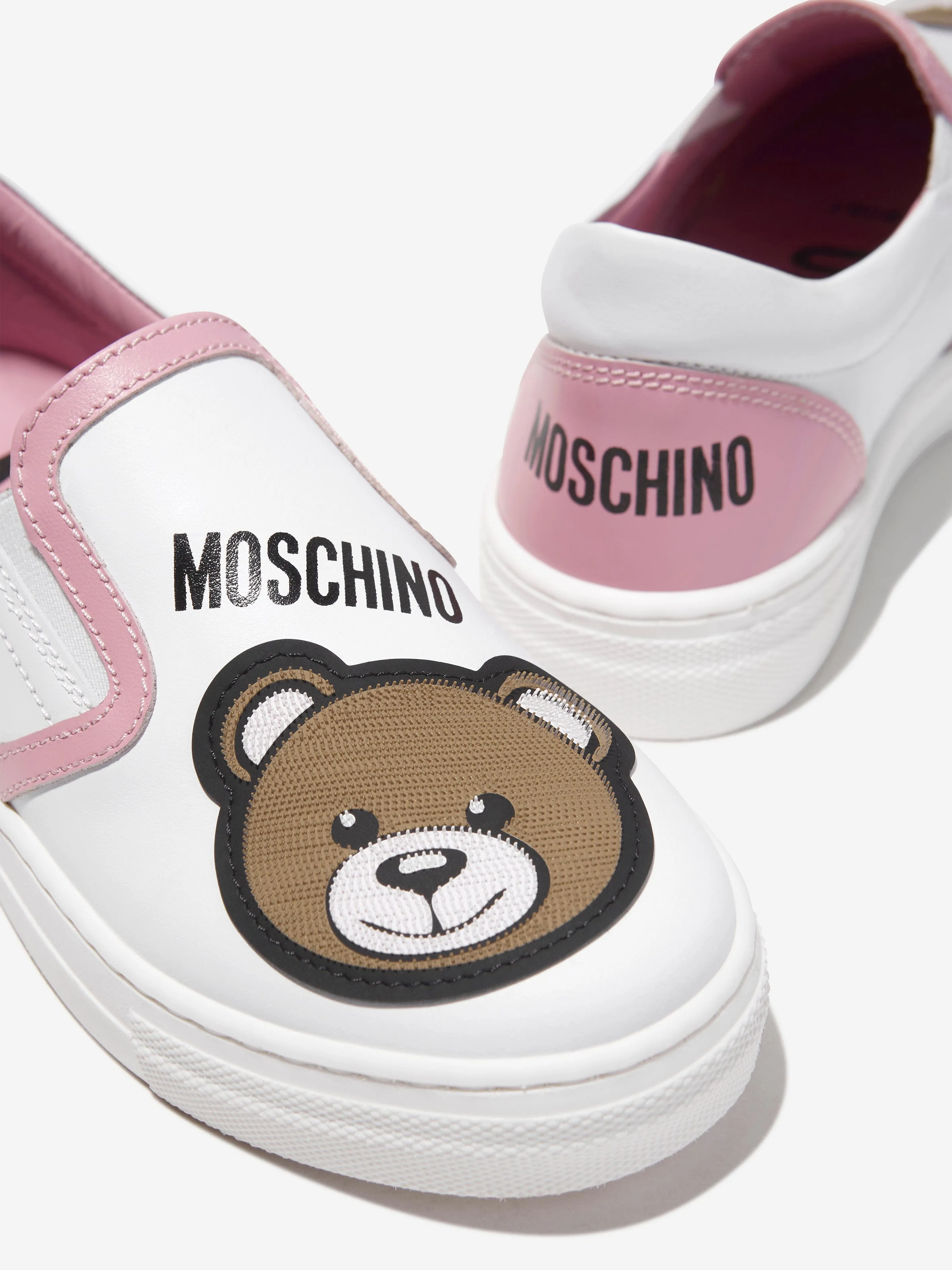 Moschino Girls Teddy Bear Slip On Trainers in White