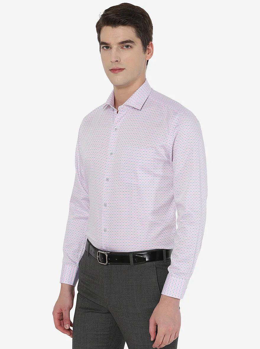 Pink & White Striped Regular Fit Formal Shirt | JadeBlue