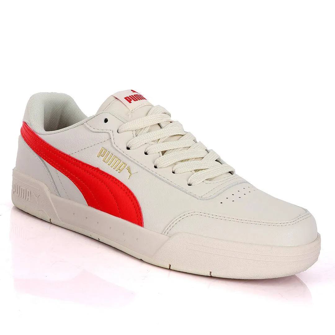 Puma Soft Foam Optimal Comfort Off-White And Red Leather Sneakers