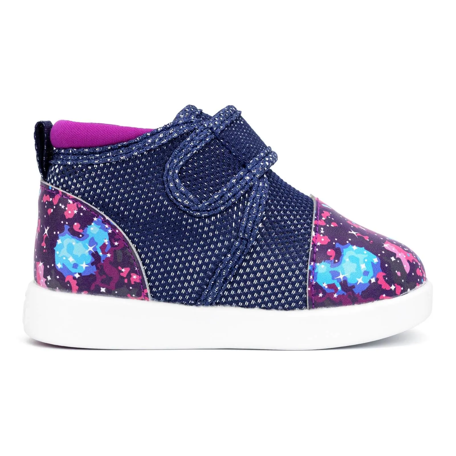 Purple Galaxy Squeakerless Toddler Shoes | Sparkly Purple