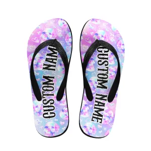 Rainbow Color Skull Flip Flops for Women Beach